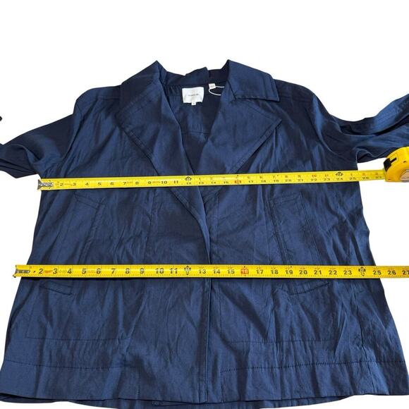 Vince Women's Utility Navy Blue Linen Blend Jacket 1X Preppy CoastalPreppy Prep - Picture 6 of 9